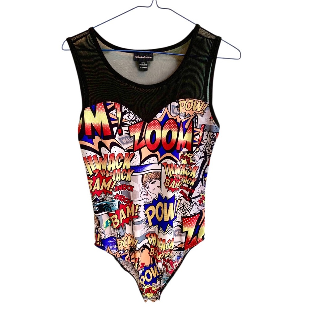 Vibrant Comic Print Bodysuit